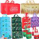 20 Pack Christmas Gift Bags Assorted Sizes, Reusable Heavy Duty Tote Bags with Handles - 4 Extra Large, 8 Large, 4 Medium, 4 Small, Christmas Bags for Gifts, Holiday Shopping, Xmas Party Favors