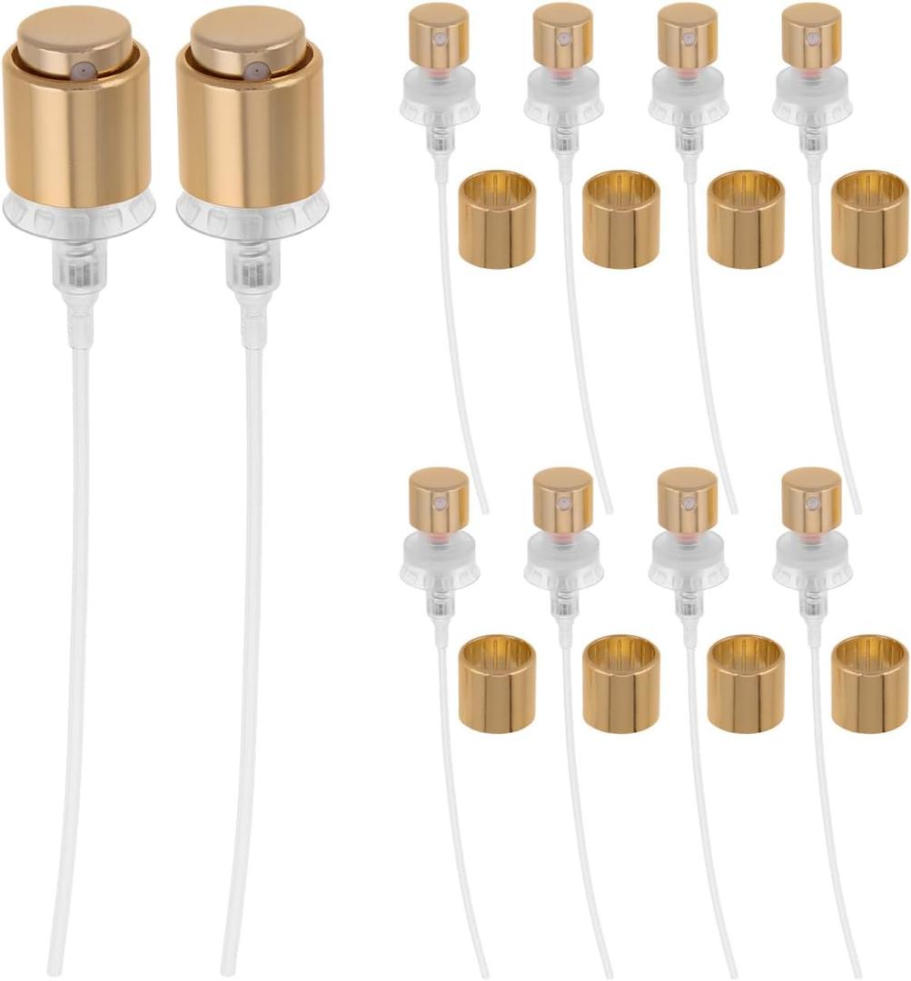 FOMIYES 10Pcs Golden Mini Spray Nozzle for Perfume Bottles, 13Mm Atomizer Pump Sprayer, Press Pump Head for Diy Fragrance