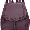 KKXIU Fashion Small Synthetic Leather Backpack Purse For Women and Ladies with Tassel (Wine Red) (Medium)