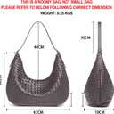 Woven Hobo Bag for Women, Crescent Shoulder Bag, Soft Vegan Leather, Gold Zipper, Daily Work Handbag
