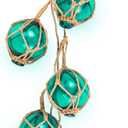 SAILINGSTORY Glass Fishing Float String of 6 Buoy Balls Summer Decor Nautical Coastal Beach Ornaments for Christmas Tree 3" Teal