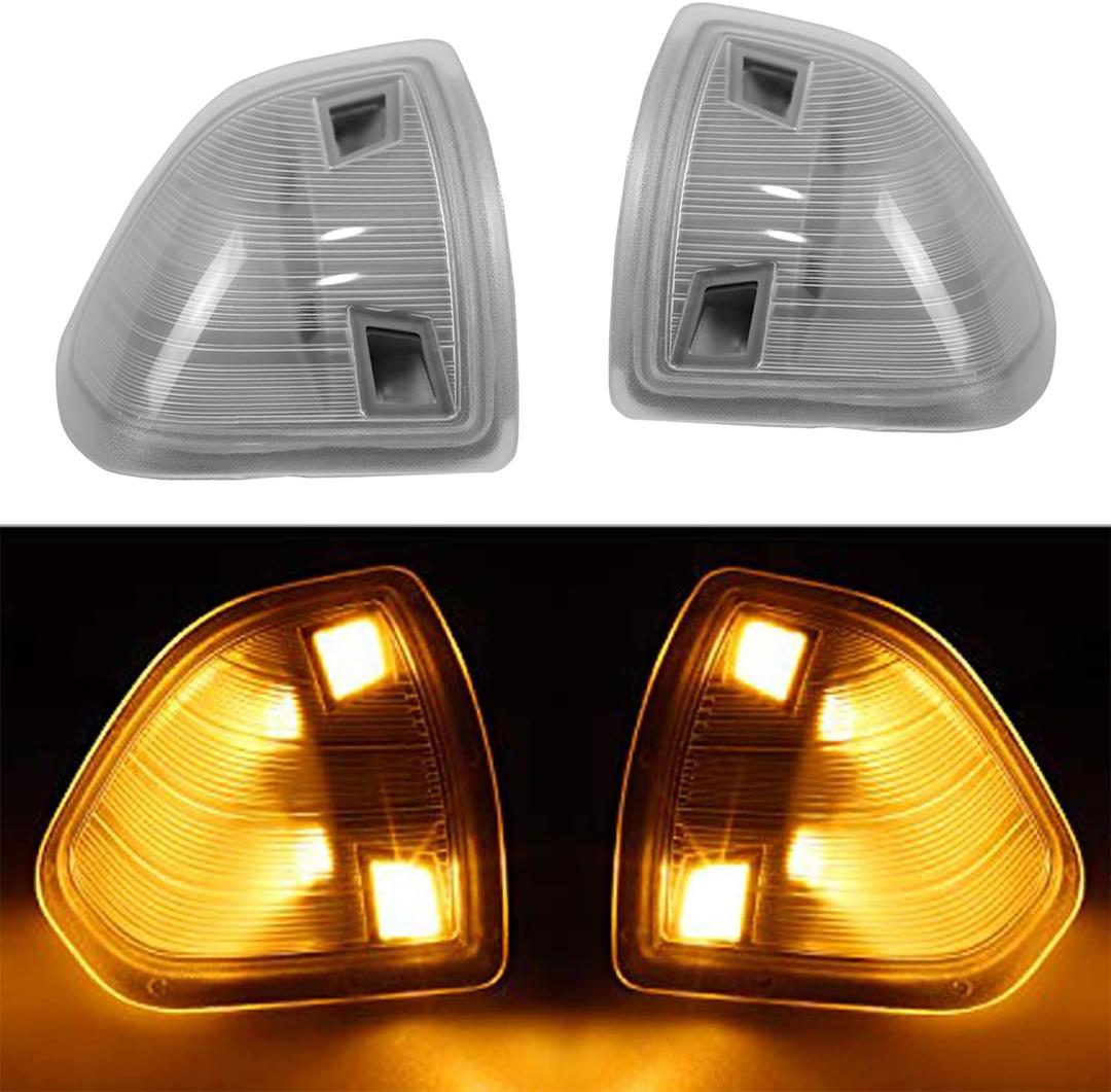 LED Side Mirror Turn Signal Light Left Driver and Right Passenger Lamps Clear Cover Lens 68302828AA 68302829AA Compatible with Dodge Ram 1500 2500 3500 4500 5500 2010-2018 2Pcs Two Wire