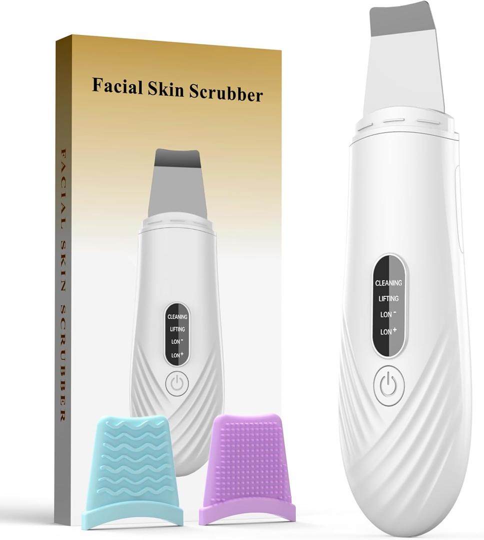 Skin Scrubber Face Spatula, Blackhead Remover Tool for Facial Deep Cleansing, Face Spatula Pore Cleaner with 4 Modes, Whitehead Remover, Blackhead Extractor, Face Scrubber (White)