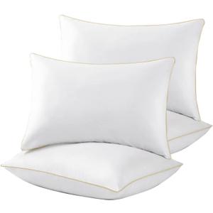 Queen Size Pillows Set of 4 - Hotel Quality Down Alternative Pillow for Sleeping 4 Pack, Bed Pillows for Side, Back, or Stomach Sleepers (Gold)