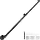 Wall Mount Industrial Staircase Handrails 8FT, 1.3" Hand Rails for Indoor Stairs,Black Galvanized Pipe Stair Handrail,Grab Bar for Steps,Stair Railing Indoor