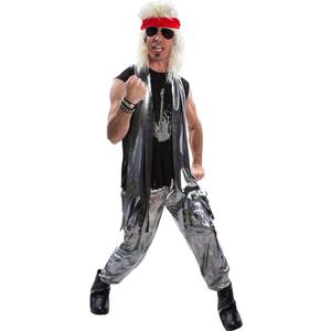 Morph 80s Rocker Costume for Men, Rockstar Outfit, Rock and Roll Attire, Retro Look XL