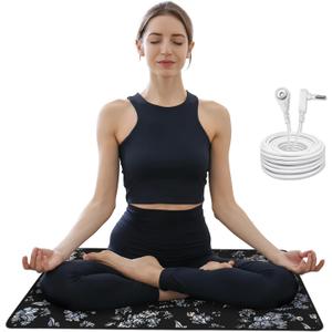 Grounding Mat for Bed Feet Sleep Yoga Pet Desk Grounding Pad for Energy Balance Wellness with 15ft Grounding Cord 23.6"x13"