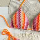 ZAFUL 2 Piece Triangle Bikini for Women Knitted Rope Halter Bikini Sets Sexy Bathing Suit Side Tie Swimsuits Beachwear (Orange, M)