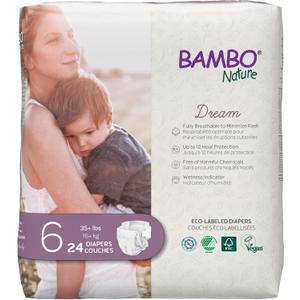 Bambo Nature Hypoallergenic Baby Diapers, Eco-Labelled Sustainable Diapers, Enhanced Leakage Protection, Totally Chlorine-free, Skin Friendly, and Super Absorbent - Size 6 (24 Count)
