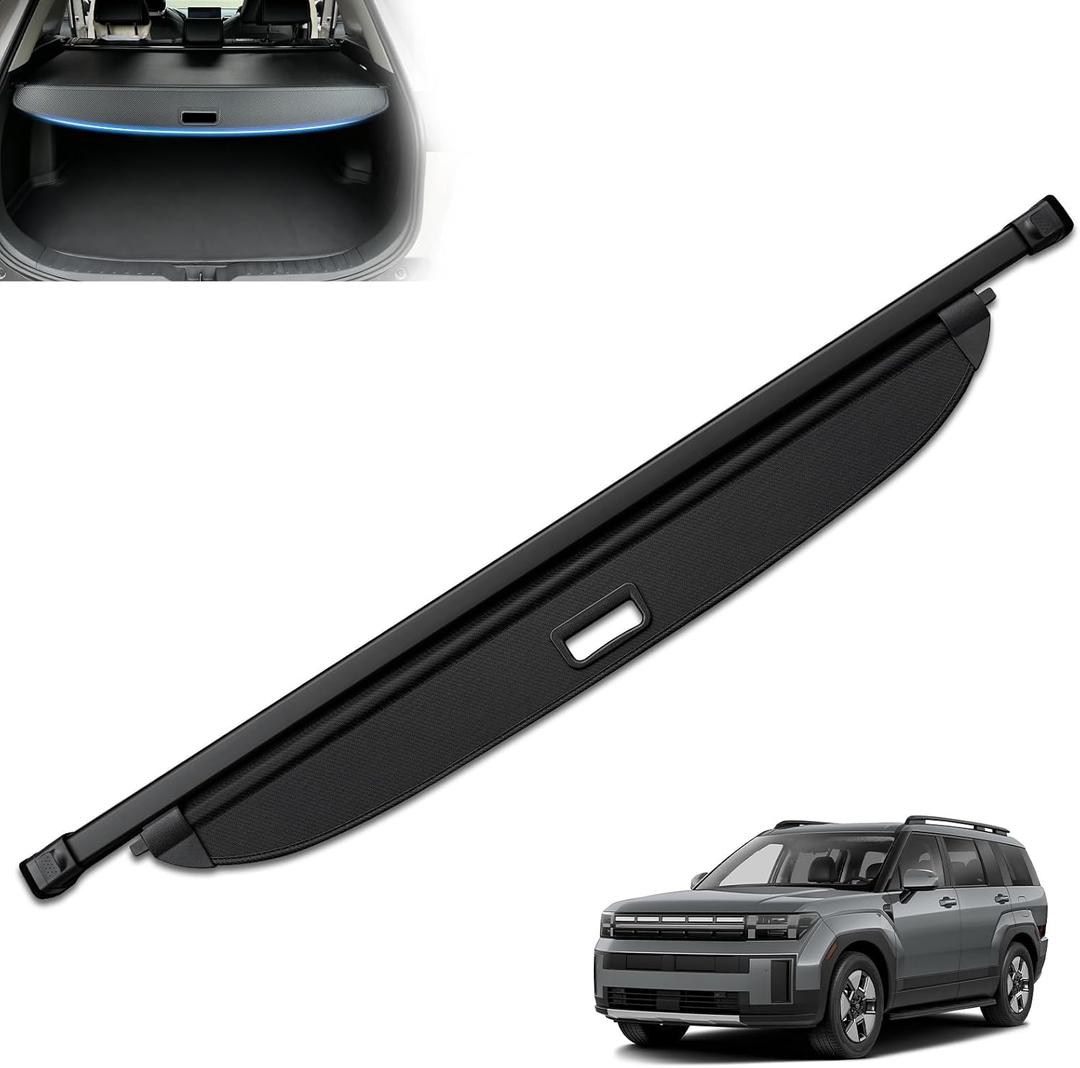 MIALUTY® Cargo Cover for 2024 2025 2026 Hyundai Santa Fe Retractable Trunk Cover Santa Fe Accessories Anti-Peeping Anti-Theft Privacy Screen,Trunk Luggage Shield Shade Carbon Fiber Texture