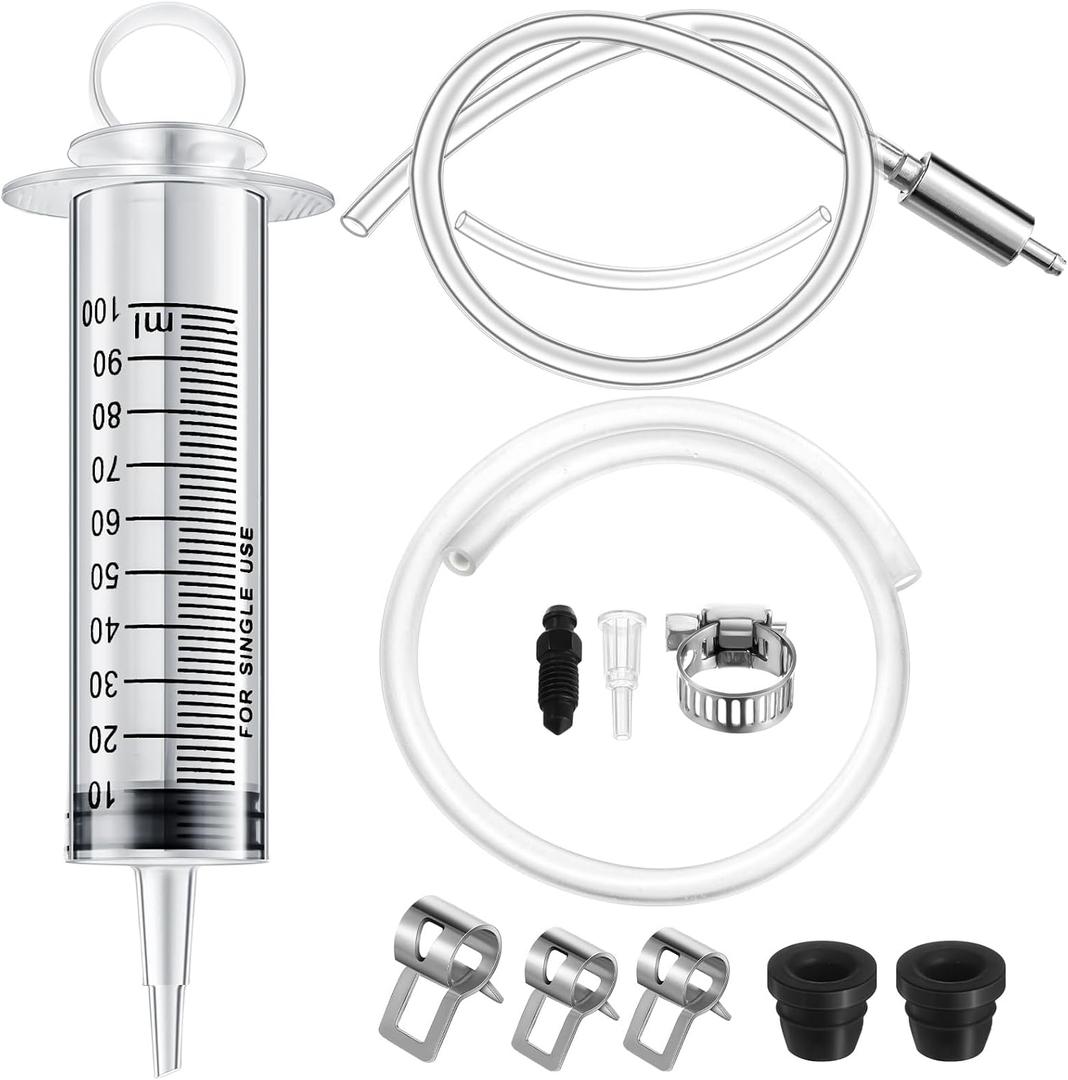 Brake Bleed Kit Hydraulic Disc Clutches Bleeding Kit Includes 100ml Syringe 50cm Hose and One Way Check Valve Tube Bleeding Tool for Motorcycle Cars Brake System Repair Maintenance
