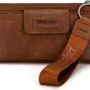 Montana West X Wrangler Brown Wristlet Wallet Minimalist Clutch Womens Wallet Rfid Card Cases & Money Organizers with Coin Purse and Smooth Zipper