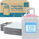 Reli. White Paper Bags | 110 Pcs Bulk | 8"x4.5"x10.25" | White Paper Bags With Handles | Kraft, Small Gifts, Shopping, Retail, Merchandise