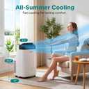 SereneLife Portable Air Conditioner, Dehumidifier & Fan | Dual Motor 3-in-1 8,000 BTU AC with 64°F–90°F Temperature Range, Cools Up to 350 Sq Ft, 3 Fan Speeds, Remote Control & Window Kit, White