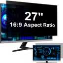 [2 Pack] Computer Privacy Screen 27 Inch for 16:9 Widescreen Monitor, Removable Eye Protection Anti Glare Blue Light Filter, Anti Scratch Computer Monitor Privacy Shield 27 In