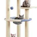 Yaheetech rbol para gatos, torre para gatos de 35.5 pulgadas para gatitos de interior, casa de gatitos con postes rascadores y percha acolchada y cpsula espacial, bonito rbol rascador para gatos (azul/beige)