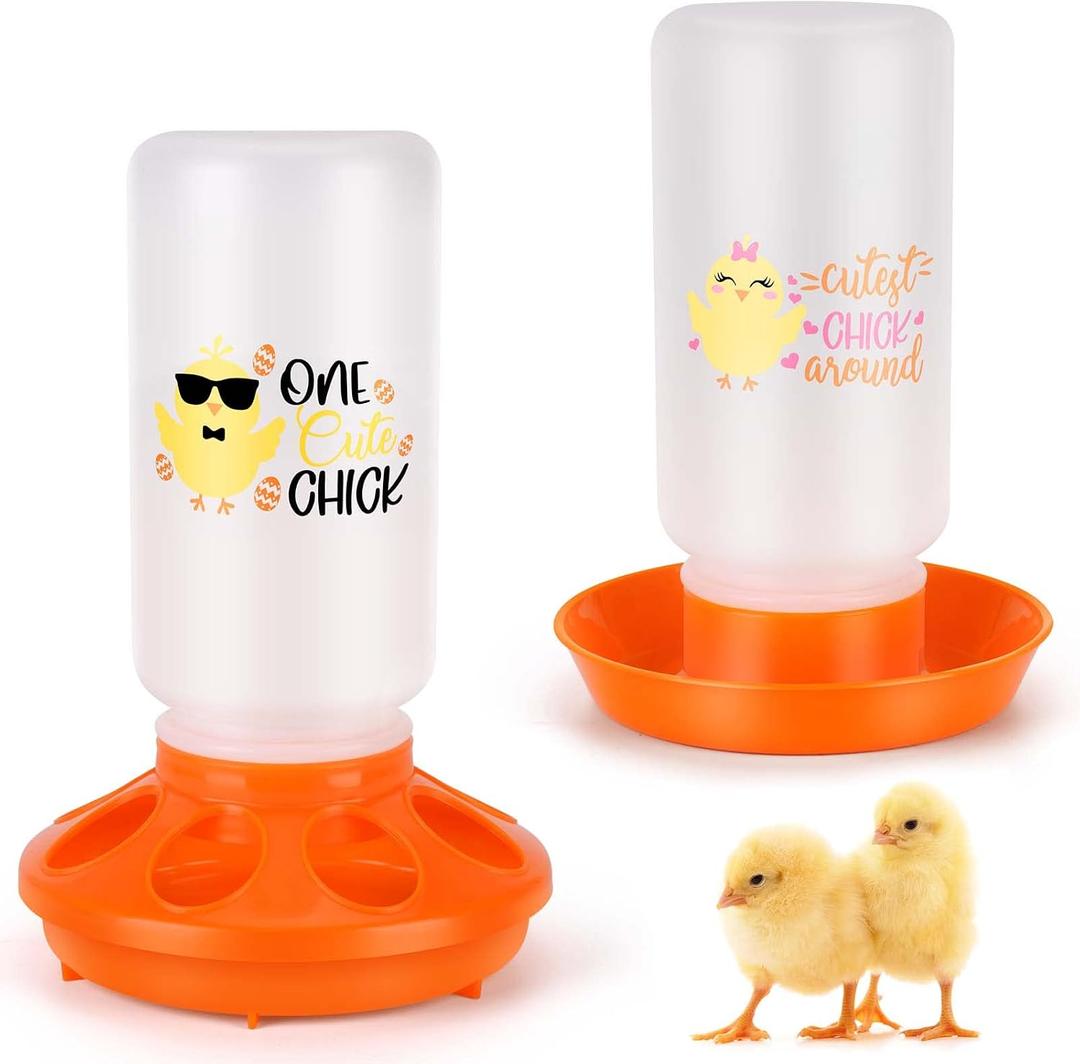 TGEYD Chick Feeder and Waterer Set Automatic 1L Chicken Feeder and Waterer for Baby Chicks, Ducks, and Quail Brooder Starter Kit & Chicken Coop Accessories