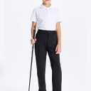 DEVOROPA Youth Boys Golf Pants Stretch Flat Front Dress Athletic Casual Pants School Uniform Chino Twill Pants Pockets (Black)