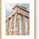 24x30 Frame | Solid Oak Wood 24x30 Poster Frame | 24x30 Puzzle Frame With Mat For 18X24 | Tempered Glass And Hanging Hardware Included | 24 x 30 Poster Frame Wood (Natural Oak, 1 Pack) (24''x30''-1P)