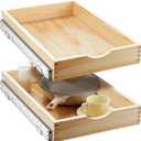 Menkxi 2 Set Wooden Pull out Cabinet Organizer Fully Assembled Slide out Pantry Drawer with Gentle Close Storage Shelf Tray for Base Kitchen Under Sink Bathroom Accessory(Wood Color,15'' X 21'' X 3'')