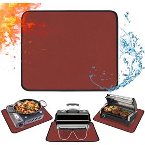 15x18in Heat Resistant Grill Mats for Outdoor Grill to Protect Your Prep Table and Outdoor Grill Table - Fire Proof & Water Proof & Oil Proof BBQ Mat - Red (1mm) (15x18x0.04in)