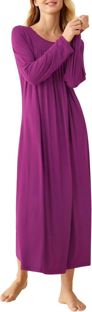 Latuza Women's Soft Viscose Long Sleeves Nightgown (X-Large)