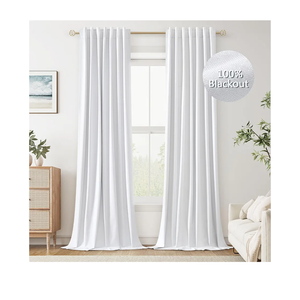 Guken White Linen Blackout Curtains 108 Inch Length 2 Panels Set for Living Room Bedroom Back Tab Thermal Insulated 100% Black Out Linen Drapes Room Darkening Window Curtains 108 Inches Long White