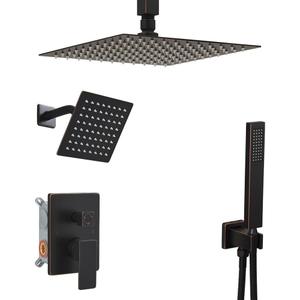 Shower Faucet Set Oil Rubbed Bronze Shower System, Knob Switch Diverter Shower Faucet with High Pressure Handheld Spray, Ceiling Mount 10 Inch Shower Head with 6 Inch Wall Mount Shower Head