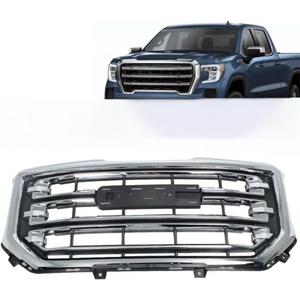 Chrome Trim Front Grill Grille Compatible with 2016 2017 2018 2019 GMC Sierra 1500