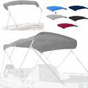 Seapisode 4 Bow Marine Grade Fade and Crack Resistant Bimini Top Replacement Cover, Heavy-Duty Waterproof and UV-proof Sun Shade Boat Canopy, Easy Install Zipper Sleeve Boat Awning/Without Frame, Grey