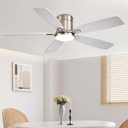 FUMLTP 52 inch Ceiling Fans with Lights, Flush Mount Ceiling Fan with Light and Remote/APP Control, DC Motor, Dimmable LED, Noiseless, Low Profile Ceiling Fan for Bedroom Indoor/Outdoor Use (Nickel)