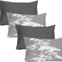 YIYEA Pillow Cases Standard Size Set of 4, Ultra Soft 1800TC Hotel Quality Double Brushed Microfiber Embroidered Pillowcases and Floral Pillow Covers, Envelope Closure, Fade Resistant (20"x26") (03# Tree)