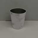 mDesign Round Metal Small 1.7 Gallon Recycle Trash Can Wastebasket, Garbage Container Bin for Bathrooms, Kitchen, Bedroom, Home Office - Durable Stainless Steel - Mirri Collection - White Marble