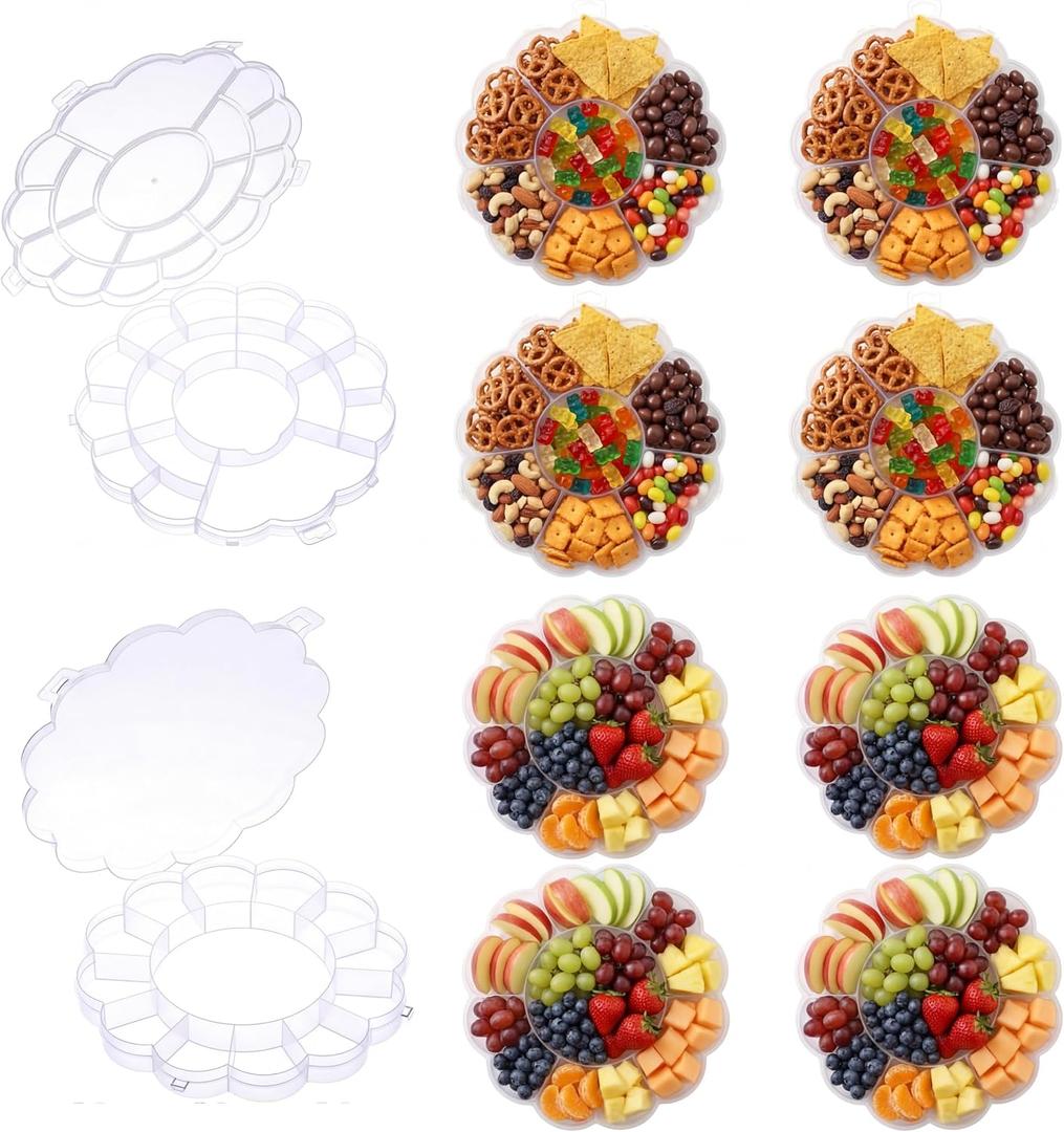 12 Pack Flower Snack Containers Plum Blossom and Flower Shaped Food Clear Plastic Snack Box Bead Storage Container with Lids Special Shaped Storage Case for Jewelry, Craft, DIY Supply