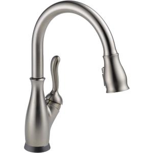 Delta Leland Brushed Nickel Touch Kitchen Faucet with Pull Down Sprayer, Traditional Single Hole Touch On Kitchen Sink Faucet, Single Handle, SpotShield Stainless 9178T-SP-DST