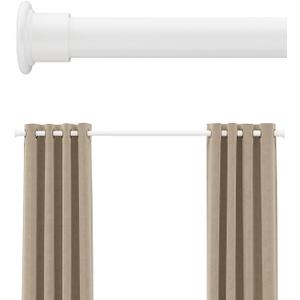 Tension Curtain Rod By EZFurni, 123-160 Inches, Heavy Duty Tension Rod, Adjustable Curtain Rods No Drilling & Easy Assemble Extra Long Tension Rod, White