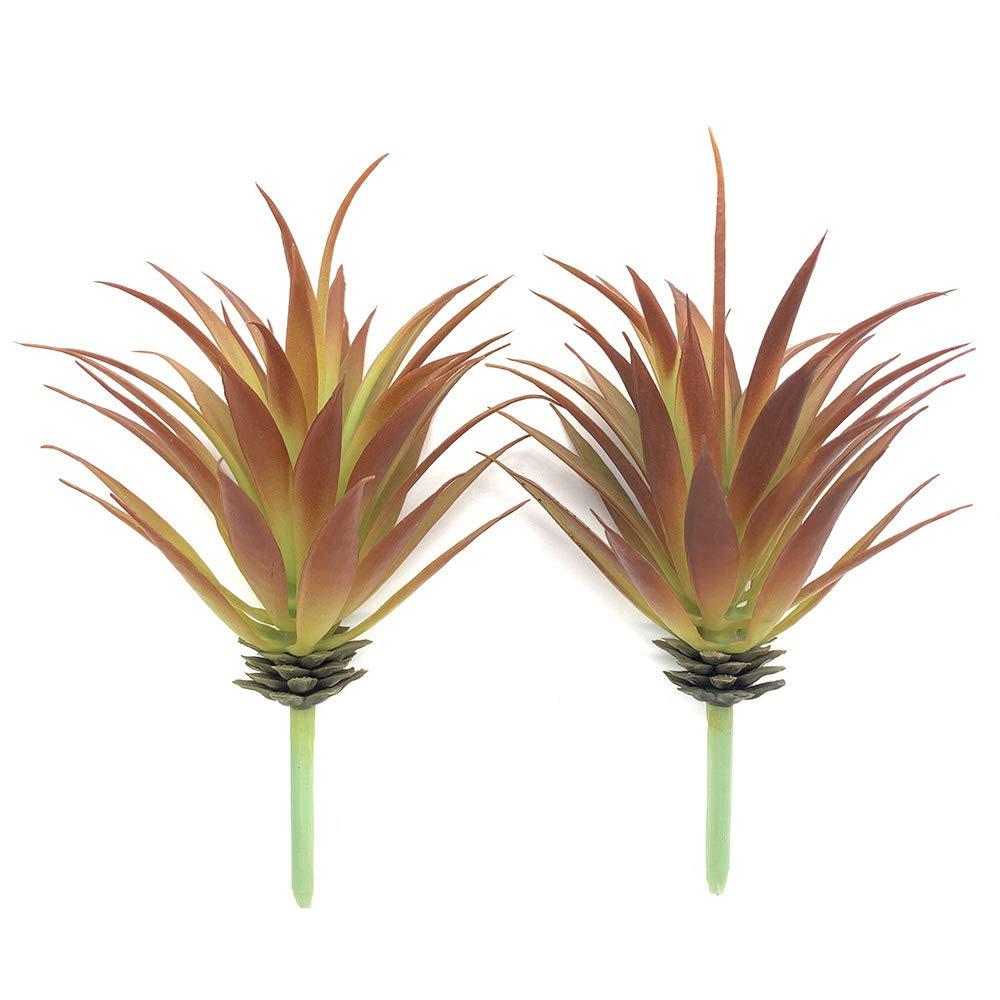 2 PCS Artificial Succulents Plants Real Touch Lifelike Succulants Plants Faux Greenery Plants Garden DIY Home Office Decoration Ornament (Red Agave)