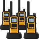 Retevis RB48 Plus IP67 Waterproof Heavy Duty Long Range Walkie Talkies, GMRS Radio, Construction Jobsite Two Way Radio, NOAA, Shock Resistant, Dual PTT, Vibration Reminder(4 Pack)