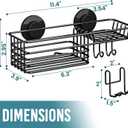 TAILI Shower Caddy Suction Cup with Hooks and Soap holder, Heavy Duty Bathroom Shower Organizer, No Drilling Bathroom Holder with Large Capacity, Metal Black Storage Basket