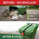 Trash Can Lock Strap (Bin Not Included) The ONLY One with The Handle! Keep Hands Clean. No Drilling - No Tools. Trash Can Lid Lock Security