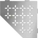 Schluter Pentagonal Corner Shelf for Tiled Walls - Floral Design, Stainless Steel Material, Brushed Stainless Steel Finish, 3/32" Thick Anchoring Tabs - SES2D5EB