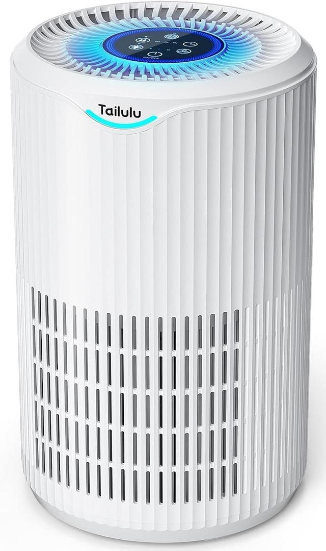 Air Purifiers for Home Large Room Up to 1680 Ft, Tailulu H13 HEPA Air Filter Cleaner, 360 Air Intake & Outlet,Smoke Dust Pollen,15dB Sleep Mode Air Purifiers for Bedroom Living Room, Kitchen, Office (White)
