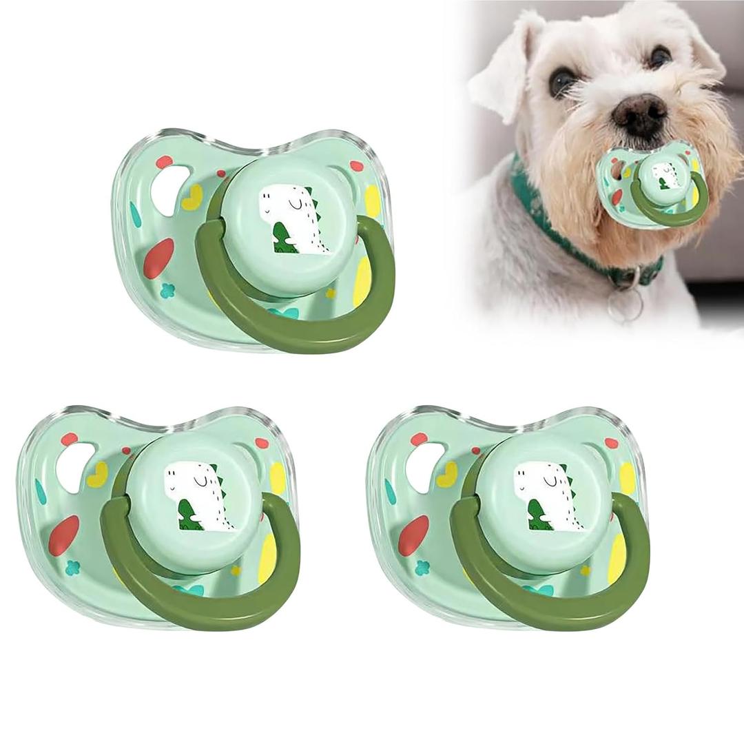 2025 3Pcs New Calming Dog Pacifiers Chew Toy, Pet Silicone Pacifiers, Pet Pacifier, Calming Dogs Chew Toy for Small Dogs, Puppy Pacifier for Small Dog (Green)