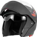 DOT Approved Modular Flip-Up Dual Visor Motorcycle Full Face Helmet for Adults Men & Women with 2 Removable Visors (1 Clear + 1 Tinted)Suitable for Powersports, Bike & Motocross Rides