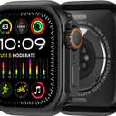 amBand 3 in 1 Metal Case Compatible with Apple Watch Series 9/8/7 45mm, W1 Protector Rugged Bumper with Watch Crown + Back Cover, Black