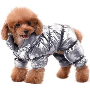 AOFITEE Dog Winter Coat, Waterproof Dog Jacket, Fullbody Dogs Winter Coat Snowsuit, Windproof Puppy Puffer Jacket Snow Suit with Legs, Pet Fleece Vest, Cold Weather Coats for Small Dogs, Silver XXL