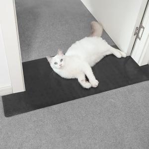 Carpet Protector for Pets Cat Carpet Protector for Doorway, Anti Scratch Under Door Cat Scratch Protector Mat, Easy to Cut Plastic Stopper (Black,8.4FT)
