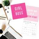 4 x Graphique 2024 Girl Boss Mini Wall Calendar | 7 x 7 | Thick Paper | Home & Office Organizer | Large Monthly Grid | 3 Languages & Marked Holidays | 4 Month Preview Page for 2025