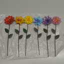 YEAHOME Garden Decor for Outside, 6 Pack Flower Garden Stakes Outdoor Decor Metal Shaking Head Yard Art, Weather Proof Flower Stakes for Yard Porch Lawn Pathway Pot Decorations(Multi-Color)