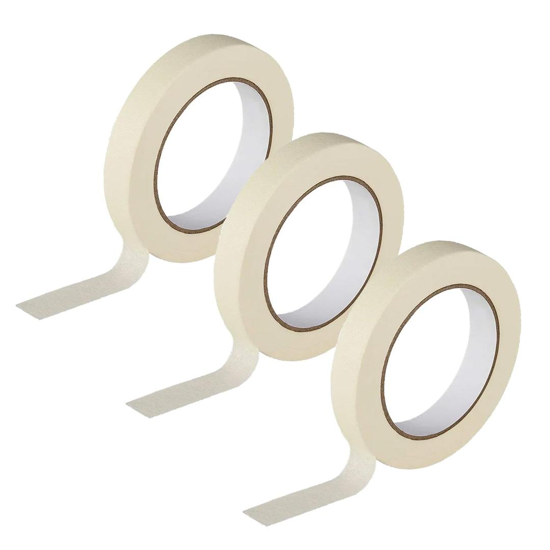 6 Rolls Masking Tape - 0.75-inch x 50m Masking Tape for Flawless Paint Jobs, Crafting, and Multipurpose Indoor and Outdoor Use- Strong Adhesive, Waterproof and High Temp (Beige White)